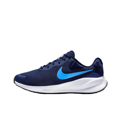 Nike REVOLUTION 7 Slip-resistant Abrasion-resistant Low Top Casual Running Shoes Unisex Blue Extra Wide