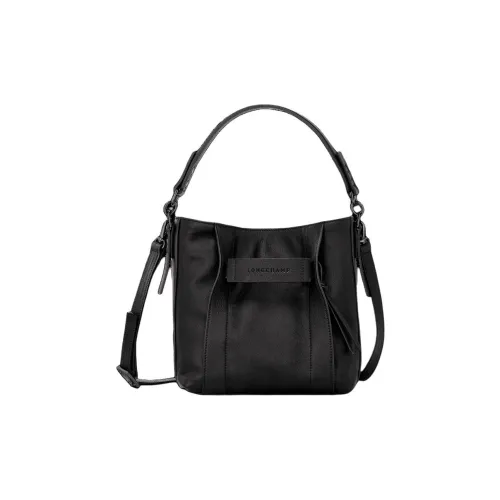 LONGCHAMP 3D Телячья кожа Тоут Сумка Сумка для покупок Сумка через плечо Сумка Маленькая Женская Черная