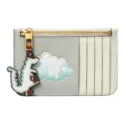 TORY BURCH Кошелек из коровьей кожи держатель для карт мини унисекс дымчато-серый