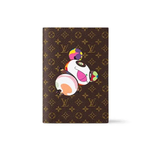 LOUIS VUITTON Takashi Murakami Коллаборация Покрытый холст Держатель для паспорта Женские Коричневый