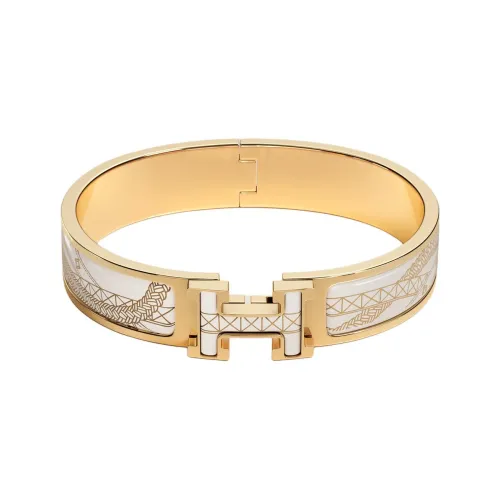 HERMES Эмаль Золото-Покрытие Браслеты Женские Золото