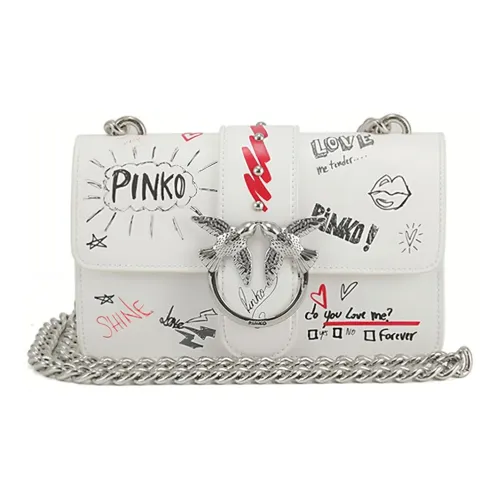 PINKO SIMPLY Коровья кожа Swallow Сумка Сумки через плечо Сумка на плечо Мини Женская Белая