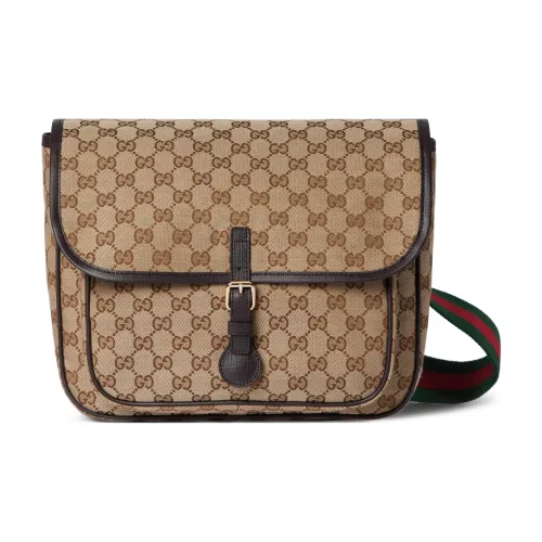 GUCCI Canvas Курьерская сумка Сумка через плечо Сумка на плечо Детская Бежевая и Темно-коричневая