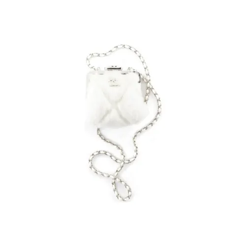 CHANEL Shearling Mini-Bag Crossbody Clutch Women's White