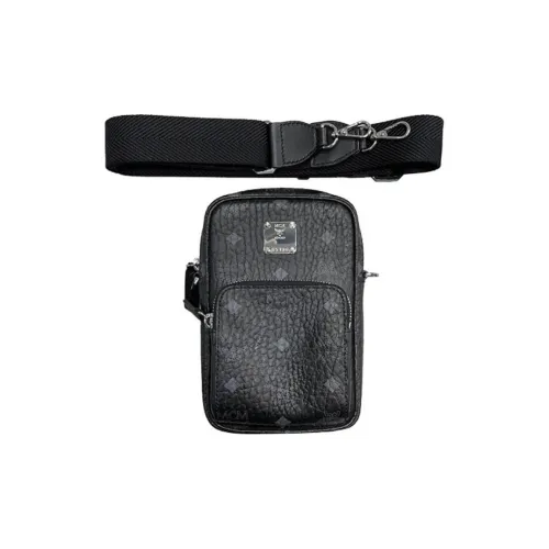 MCM Essential Visetos Origina Кожа Сумка через плечо Мини Унисекс Черный