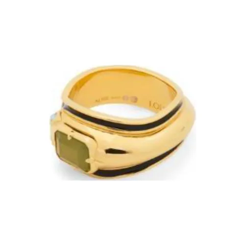 LOEWE Серебряный Эмаль Кристальный Нефритовые кольца Унисекс Золотой