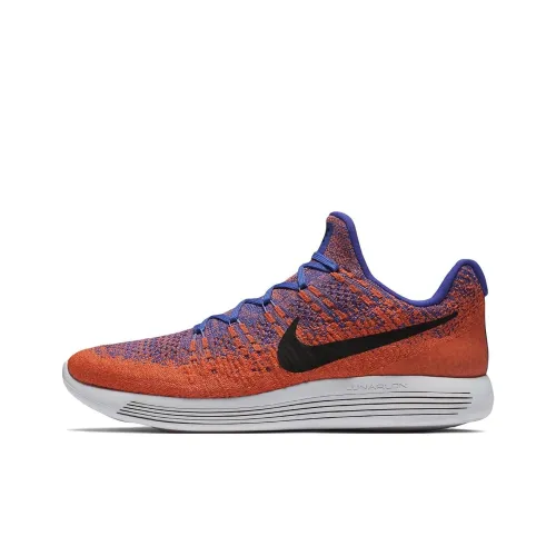 Nike LunarEpic Flyknit 2 Slip-Resistant Abrasion-Resistant Low-Top Casual Running Shoes Men's Orange Blue Найк LunarEpic Flyknit 2 Противоскользящий устойчивый к истиранию низкий топ повседневная обувь для бега мужская оранжевый синий
