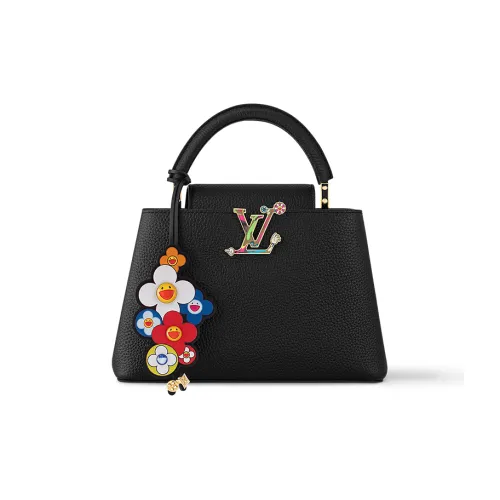 LOUIS VUITTON Takashi Murakami Коллаборация Capucines Коровья кожа Одно плечо Сумка Маленькая Женская Черная
