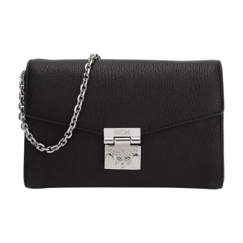 MCM Millie Visetos Коровья кожа Сумка через плечо Маленькая Женская Черная