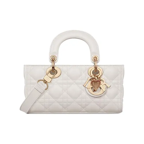 DIOR LADY D Joy Lambskin Сумка через плечо Сумка Маленькая Женская Pearl White