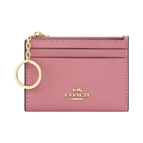 COACH Skinny Id Case Кожаный держатель для карт Сумка для документов Мини Женский Розовый