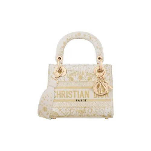 DIOR Lady Dior Ткань Сумка Lady Dior Сумка через плечо Мини Женский Молочно-белый