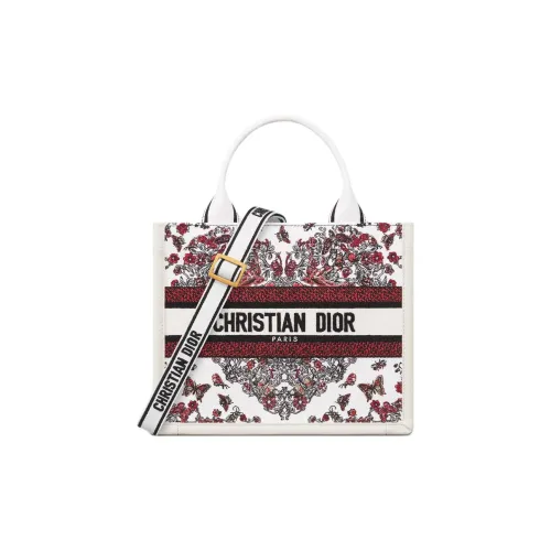 DIOR BookTote Хлопок Тоут Сумка Сумка для покупок Сумка через плечо Сумка Маленькая Женская Белая и Многоцветная
