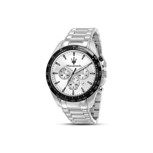 Maserati Explorer Collection Wrist Watch Кварцевый механизм Стальной ремешок 45 мм Черный циферблат Мужские часы Эксклюзивная коробка