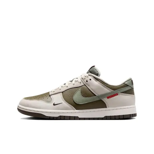 NIKE Dunk Кроссовки для скейтбординга Низкие Белые/Оливковые Унисекс