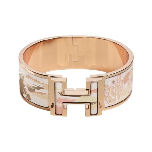 HERMES Эмаль Розовое Золото Тон Покрытие Браслеты Женские Золото