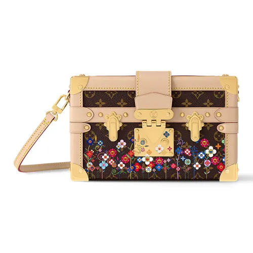 LOUIS VUITTON Takashi Murakami Коллаборация PETITE MALLE Холст Сумка через плечо Женская Коричневая