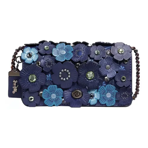 COACH Dinky Сумка через плечо из дубленой кожи среднего размера женская темно-синяя