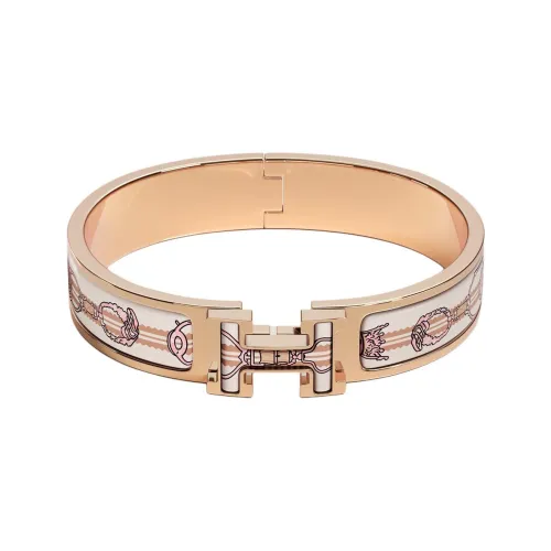 HERMES Эмаль Розовое Золото Тон Покрытие Браслеты Женские Золото