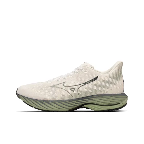 Кроссовки для бега Mizuno Wave Rider 28, низкий топ, зеленый/черный/серый, унисекс