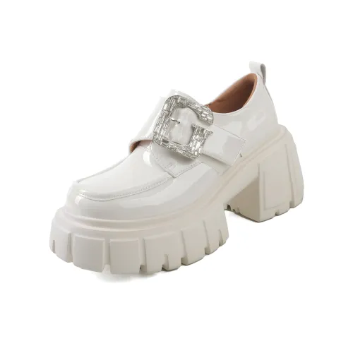 Su Yanjiao Лоферы 9,5CM Платформа Грубый каблук Женские Черный Белый