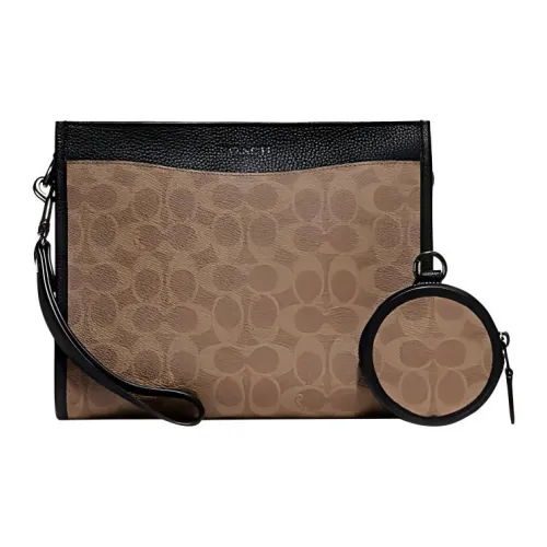 COACH Hitch Искусственная кожа Комбинация Сумка для хранения Комбинированная сумка Сумка через плечо Средняя Мужская Умбра