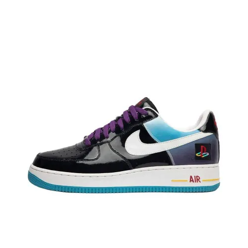 PLAYSTATION x Nike Air Force 1 Slip Resistant Abrasion Resistant Низкие Скейтбординг Кроссовки Унисекс Черный Белый Синий