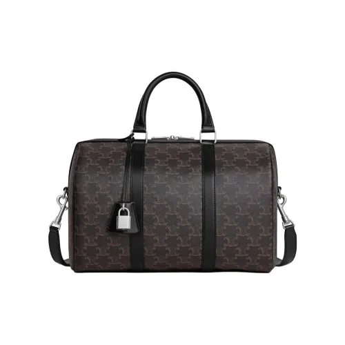 CELINE Triomphe Холст Телячья кожа Сумка через плечо Сумка Большая Мужская Черная