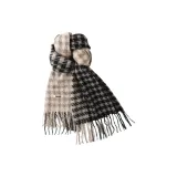 Черный, двусторонний, клетчатый, универсальный, безопасный для кожи, термический шарф