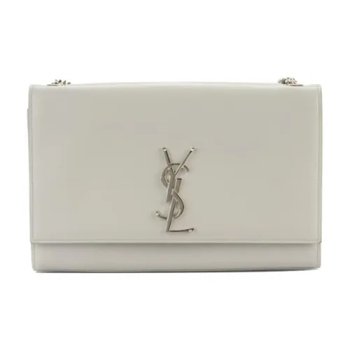 SAINT LAURENT Рельефная тисненая кожа цепочка сумка через плечо сумка средний размер женский белый