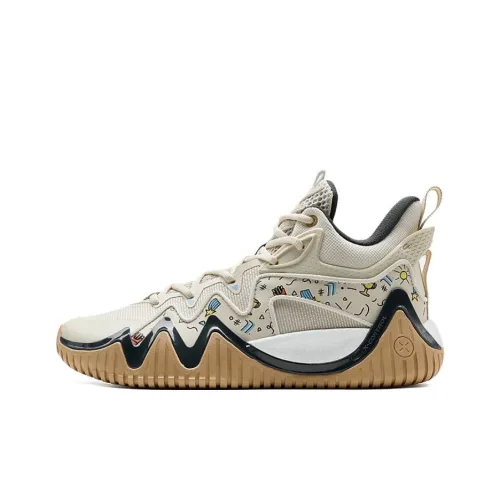 XTEP Slip-resistant и устойчивый к истиранию покрытие MID Топ Баскетбольные кроссовки Мужской Чайный белый