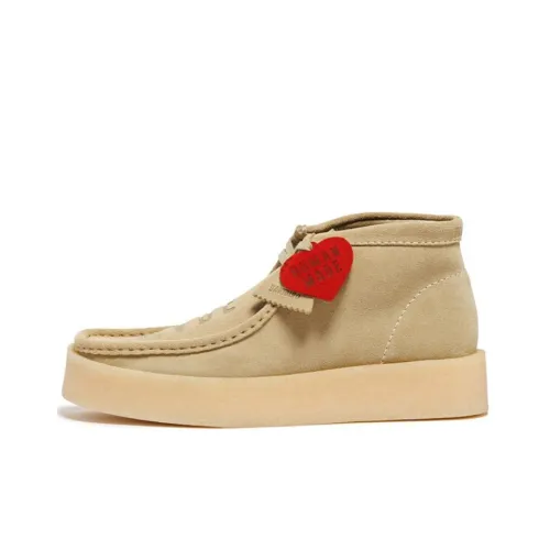 Clarks x HUMAN MADE Wallabee Made Slip-Resistant Abrasion-Resistant MID Топ Повседневная Обувь Унисекс Бежевый