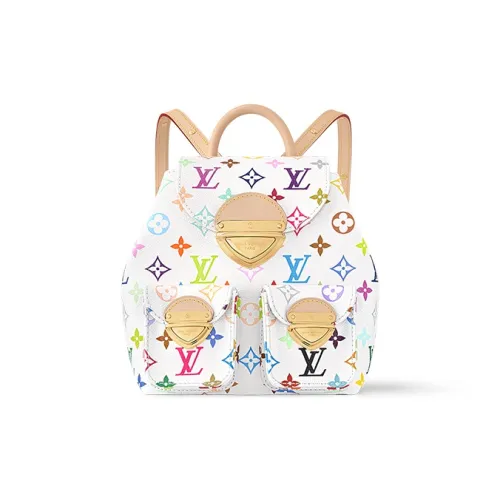 LOUIS VUITTON Takashi Murakami Коллаборация Покрытый холст С кожаными вставками Комбинированный Рюкзак Женская Белая