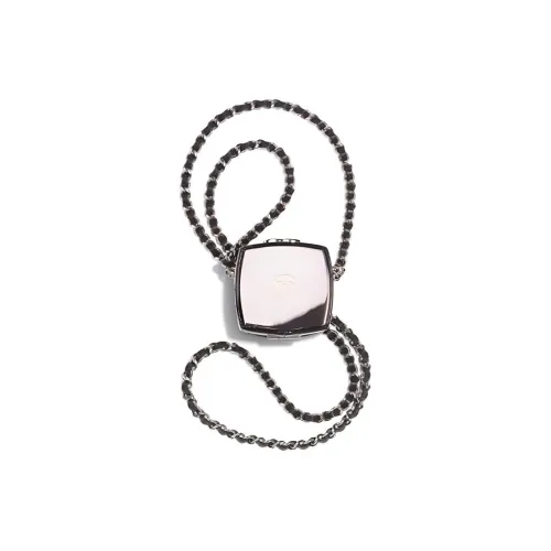 CHANEL Sheepskin Powder Сумка Косметичка Сумка Сумка через плечо Мини Women's Silver Черный Черно-серебро