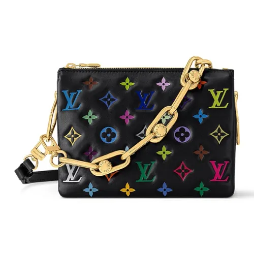 LOUIS VUITTON Takashi Murakami Коллаборация Coussin Овечья шкура Сумка через плечо Маленькая Женская Черная