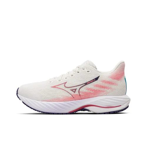 Кроссовки для бега Mizuno Wave Rider 28, низкий топ, белый/розовый/фиолетовый, женские