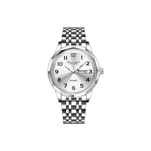 GUANQIN Кварцевый механизм ремешок из нержавеющей стали мужские часы серебристый циферблат