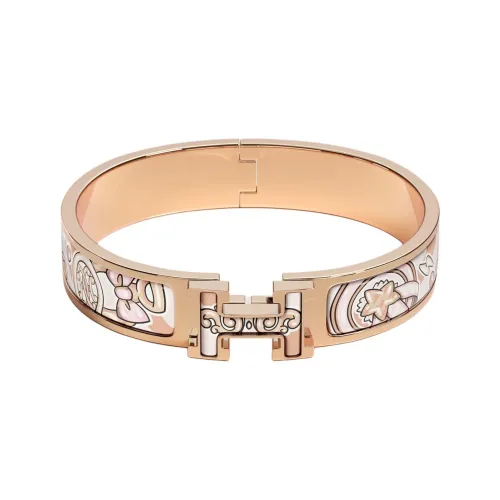 HERMES Эмаль Розовое Золото Тон Покрытие Браслеты Женские Золото