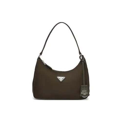 PRADA HoboRe Edition Нейлоновая Сумка через плечо Сумка Женская Коричневая