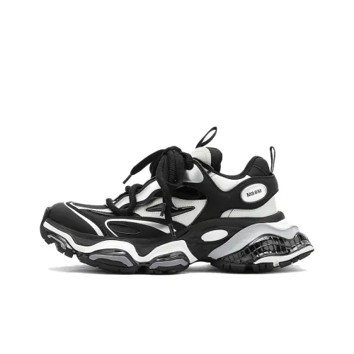 M88M Амортизация Устойчивый к истиранию Увеличение высоты Низкий топ Кроссовки с подошвой Унисекс Черный Серебряный