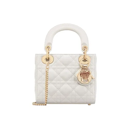 DIOR Lady Dior Sheepskin One Shoulder Bag Mini Women's Milk White
