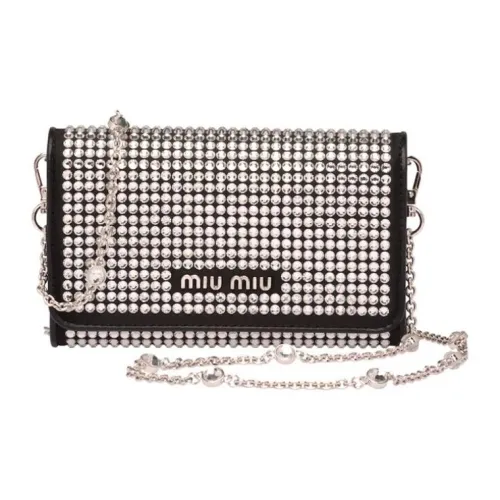MIU MIU Soft Sheep Leather Crossbody Bag Women's Black MIU MIU Мягкая сумка из овечьей кожи через плечо женская черная
