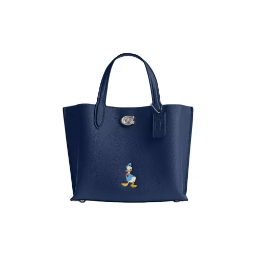 COACH Disney Collaboration Willow Pebble Leather Tote Bag Shopping Bag Medium Women's Dark Blue