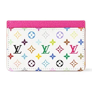 LOUIS VUITTON Takashi Murakami Коллаборация Кожа Держатель для карт Женский Розовый Красный и Белый