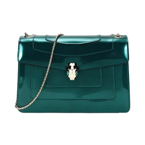 BVLGARI Serpenti Forever Series Сумка из коровьей кожи Сумка с цепочкой Сумка через плечо Женская Темно-зеленая