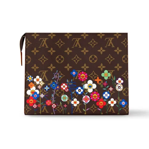 LOUIS VUITTON Takashi Murakami Коллаборация Покрытый холст Клатч Мужской Коричневый