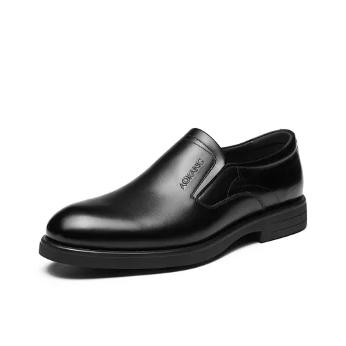 AOKANG Повседневные кожаные туфли с низким верхом черные мужские