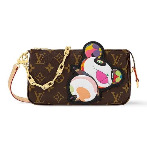 LOUIS VUITTON Takashi Murakami Коллаборация Покрытый холст с кожаными вставками маленькая сумка сумка через плечо женская коричневый