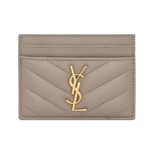 SAINT LAURENT Монограмма Lambskin Кошелек Держатель для карт Женский Тауповый