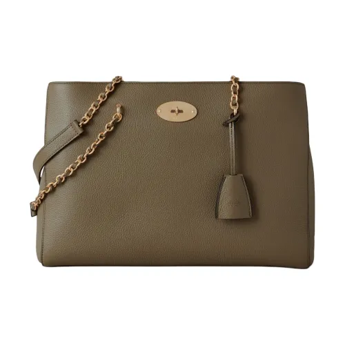 Mulberry Lily Коровья кожа Тоут Сумка Сумка для покупок Сумка через плечо Женская Лен Зеленый